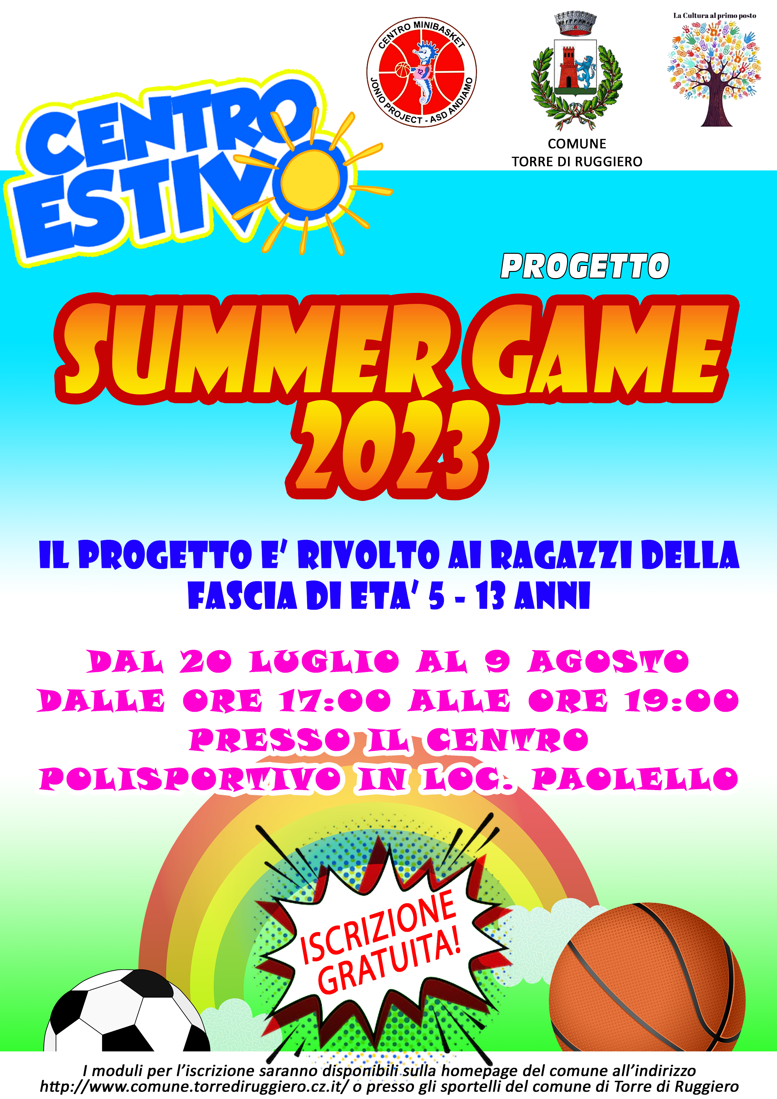 Centro Estivo "Summer Game 2023" apertura iscrizioni Centro Estivo "Summer Game 2023" apertura iscrizioni